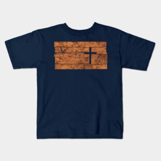 The Cross - Inspired Wooden Design, Washed and Worn Kids T-Shirt